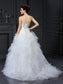 Sleeveless Gown Beading Strapless Ball Long Organza Wedding Dresses