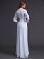 Ruched Sheath/Column Sleeves Long V-neck Long Chiffon Dresses