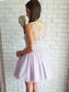A-Line/Princess Homecoming Dresses V-neck Sleeveless Lace Tulle Short/Mini Reyna Dresses