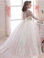 Lace Gown Long Sleeves Tulle Floor-Length Ball Scoop Flower Girl Dresses