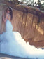 Court Sleeveless Lace Trumpet/Mermaid Train Spaghetti Straps Tulle Wedding Dresses