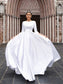 Bateau 3/4 Bowknot Sleeves Sweep/Brush A-Line/Princess Satin Train Wedding Dresses