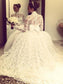 Gown Neck Sweep/Brush Sleeves Ball Long Sash/Ribbon/Belt High Train Lace Wedding Dresses