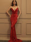 Spaghetti Trumpet/Mermaid Sweep/Brush Straps Sleeveless Train Sequins Dresses