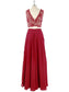 Chiffon A-Line/Princess Lace V-neck Floor-Length Sleeveless Two Piece Dresses