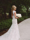 Sheath/Column Short Train Court Applique V-neck Sleeves Lace Wedding Dresses