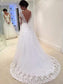 Gown Lace V-neck Long Train Sleeves Sweep/Brush Ball Tulle Wedding Dresses