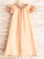 Chiffon Tea-Length A-line/Princess Short Scoop Sleeves Flower Girl Dresses