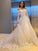 Sleeves Off-the-Shoulder Sweep/Brush Lace A-Line/Princess Applique Long Train Wedding Dresses