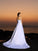 Beading Long Satin Strapless A-Line/Princess Sleeveless Beach Wedding Dresses