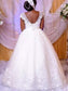 Gown Organza Ball Scoop Sleeveless Applique Floor-Length Wedding Dresses