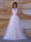 V-neck A-Line/Princess Applique Lace Sleeveless Sweep/Brush Train Wedding Dresses