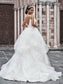 Sleeveless Straps A-Line/Princess Spaghetti Sweep/Brush Ruffles Tulle Train Wedding Dresses