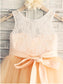 Tea-Length Sash/Ribbon/Belt A-line/Princess Tulle Scoop Sleeveless Flower Girl Dresses