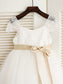 Sleeveless Scoop Gown Sash/Ribbon/Belt Ball Long Tulle Dresses