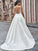 Ruffles Sweep/Brush A-Line/Princess Sleeveless Spaghetti Straps Satin Train Wedding Dresses