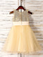 Sleeveless Tea-Length A-Line/Princess Scoop Hand-Made Flower Tulle Flower Girl Dresses