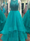 Scoop Floor-Length Gown Sleeveless Ball Beading Organza Dresses