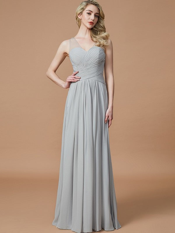 Chiffon V-neck A-Line/Princess Floor-Length Sleeveless Bridesmaid Dresses