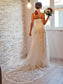 Lace Applique Court Sleeveless Straps Spaghetti Sheath/Column Train Wedding Dresses
