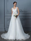 Floor-Length Lace A-Line/Princess V-neck Sleeveless Chiffon Wedding Dresses