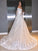 Sleeves Off-the-Shoulder Sweep/Brush Lace A-Line/Princess Applique Long Train Wedding Dresses