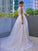 V-neck Applique Tulle A-Line/Princess Sweep/Brush Sleeveless Train Wedding Dresses