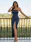 Silk Straps Satin Ruched Sheath/Column Spaghetti like Sleeveless Ankle-Length Dresses