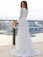 Sash/Ribbon/Belt V-neck Long Sweep/Brush A-Line/Princess Lace Sleeves Train Wedding Dresses