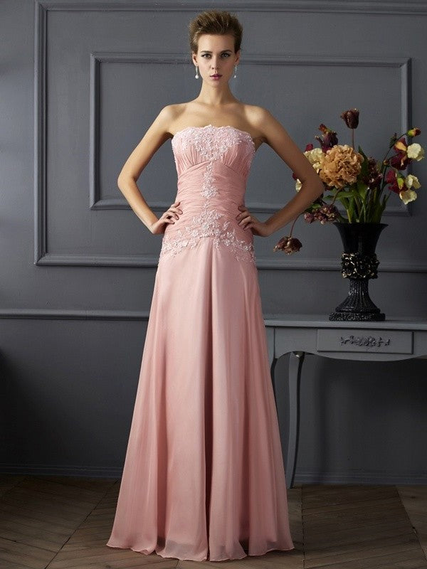 Applique A-Line/Princess Chiffon of Long Mother Sweetheart Sleeveless the Bride Dresses