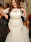 Off-the-Shoulder Sweep/Brush Lace Trumpet/Mermaid 1/2 Tulle Sleeves Train Wedding Dresses