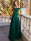 Off-the-Shoulder A-Line/Princess Sequin Sleeveless Satin Floor-Length Dresses