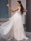 V-neck Sleeveless Sweep/Brush Tulle Applique A-Line/Princess Train Wedding Dresses