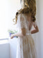 A-Line/Princess Short Sash/Ribbon/Belt Lace V-neck Sweep/Brush Sleeves Train Wedding Dresses