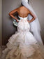 Applique Trumpet/Mermaid Train Ruffles Sleeveless Lace Sweetheart Chapel Organza Wedding Dresses