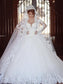 Court Ball Sleeves Tulle Long Off-the-Shoulder Gown Train Wedding Dresses