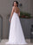 V-neck Chiffon Sleeveless A-Line/Princess Applique Sweep/Brush Train Wedding Dresses