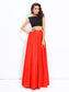 Scoop Lace A-line/Princess Long Satin Sleeveless Two Piece Dresses