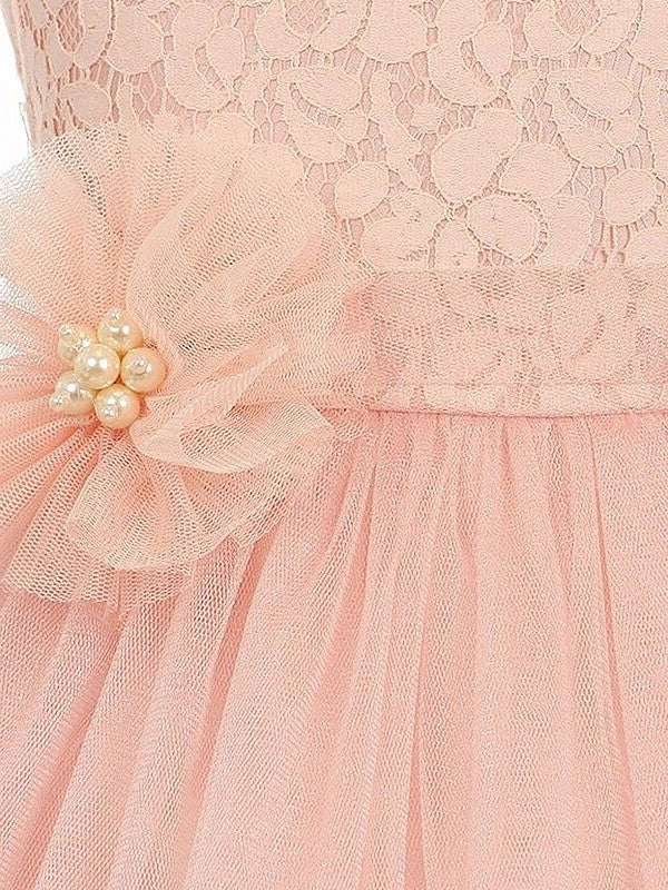 Tulle Sash/Ribbon/Belt Sleeveless A-line/Princess Scoop Ankle-Length Flower Girl Dresses