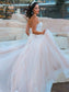 A-Line/Princess Sleeveless Tulle Applique Sweetheart Sweep/Brush Train Wedding Dresses