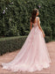 Applique A-Line/Princess Sleeveless Tulle Straps Sweep/Brush Train Wedding Dresses