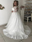 Lace Sweep/Brush Off-the-Shoulder A-Line/Princess Long Train Sleeves Tulle Wedding Dresses
