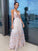 A-Line/Princess Applique Tulle V-neck Sleeveless Floor-Length Dresses