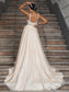 Sleeveless Straps A-Line/Princess Tulle Applique Court Train Wedding Dresses