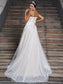 Lace Applique A-Line/Princess V-neck Sleeveless Sweep/Brush Train Wedding Dresses