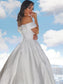 Ruffles Ball Satin Gown Sleeveless Off-the-Shoulder Court Train Wedding Dresses