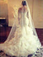 Lace Train Scoop Trumpet/Mermaid Sleeves Long Court Tulle Wedding Dresses