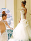Sweetheart Spaghetti Court Sleeveless Applique Straps Trumpet/Mermaid Lace Train Tulle Wedding Dresses