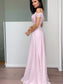 Straps Chiffon A-Line/Princess Beading Sleeveless Floor-Length Dresses