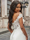 Lace Sleeveless Sweep/Brush A-Line/Princess Satin Scoop Train Wedding Dresses